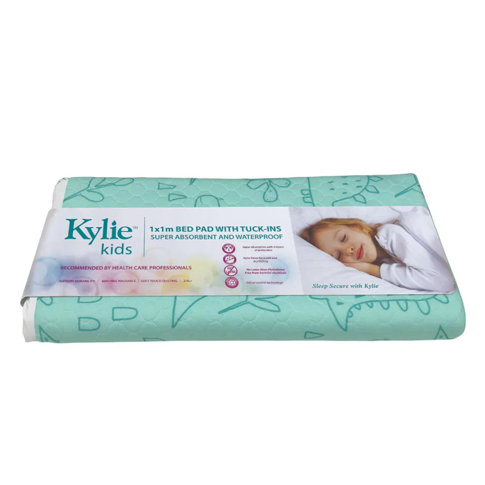 EcoWave® – Kylie Kids Supreme Mac Waterproof Bed Pad with Tuck-Ins (1x1 m - 2500mL - Green)